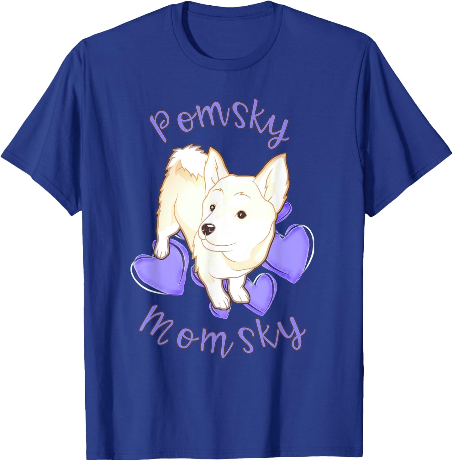 Cute Pomsky Momsky - Pomsky Mom Purple Hearts Shirt T-Shirt - T-Shirt | Royal
