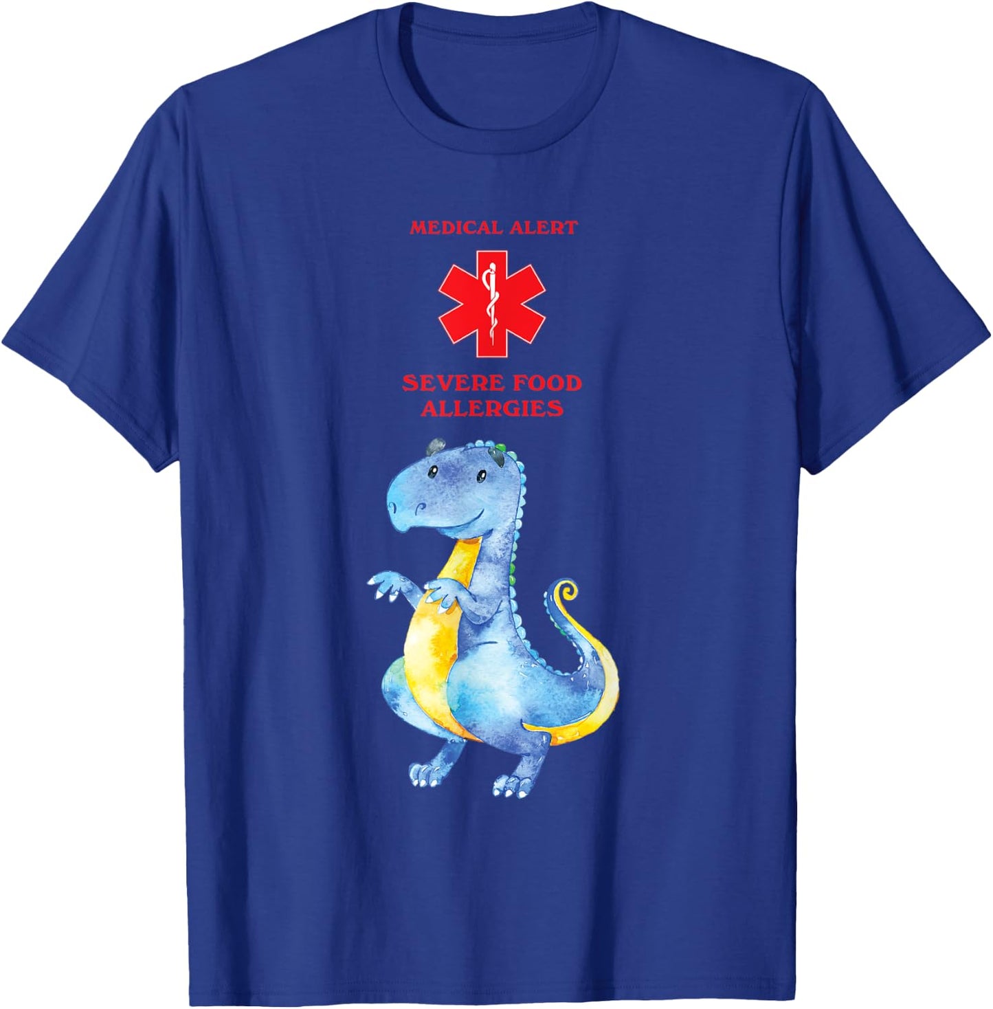 Medical Alert Severe Food Allergies with Cute Dragon T-Shirt - T-Shirt | Royal