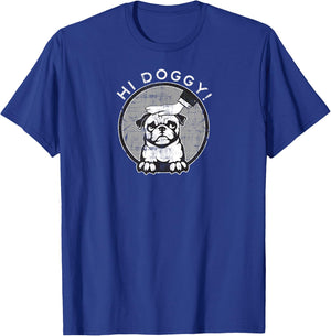 "Hi Doggy" Shirt with hand - Distressed T-Shirt - T-Shirt | Royal