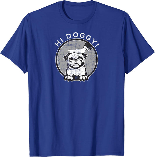 "Hi Doggy" Shirt with hand - Distressed T-Shirt - T-Shirt | Royal