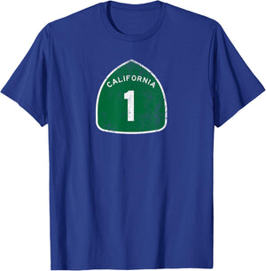 HIGHWAY 1 Shirt | NOR CAL Pacific Coast Retro Shirt T-Shirt - T-Shirt | Royal