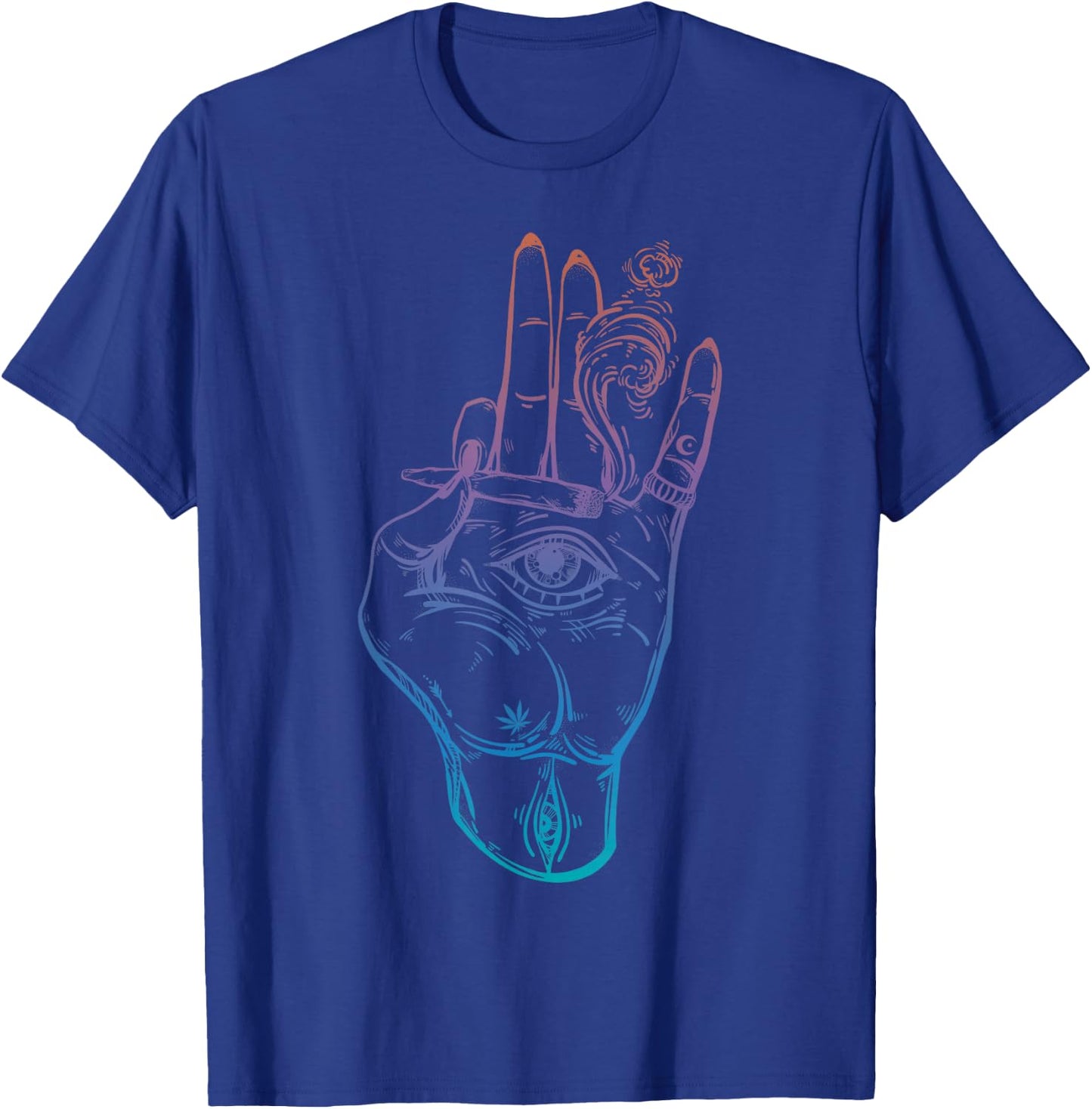 Illuminati Weed Smoking Spliff Hand . Stoner 420 T-Shirt - T-Shirt | Royal