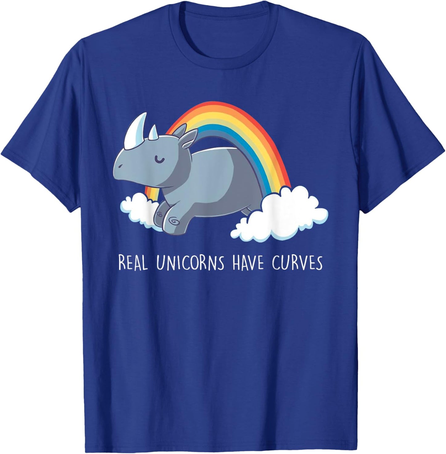 Real Unicorns Have Curves Rainbow T-Shirt - T-Shirt | Royal