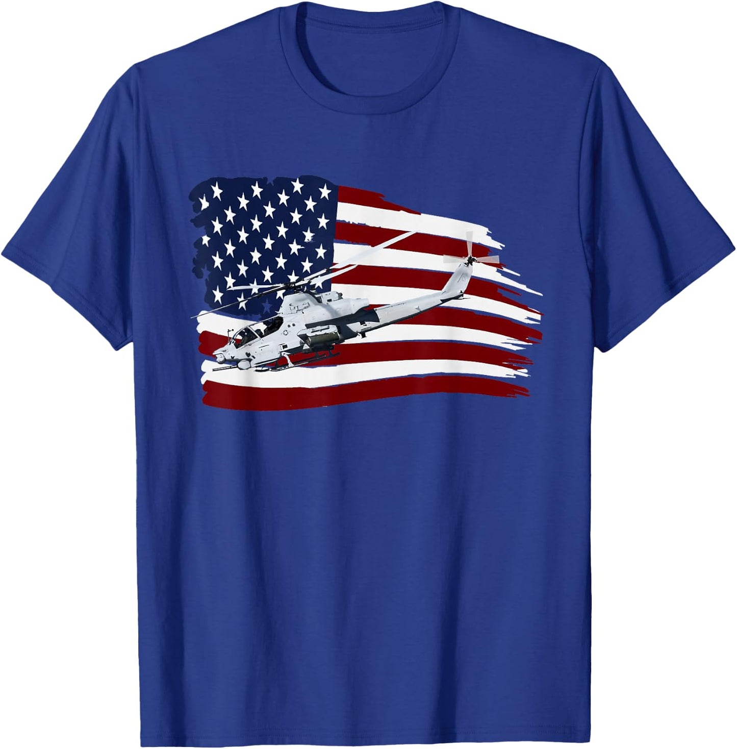 AH-1 COBRA ATTACK HELICOPTER T SHIRT US Flag USA T-Shirt - T-Shirt | Royal