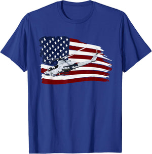 AH-1 COBRA ATTACK HELICOPTER T SHIRT US Flag USA T-Shirt - T-Shirt | Royal