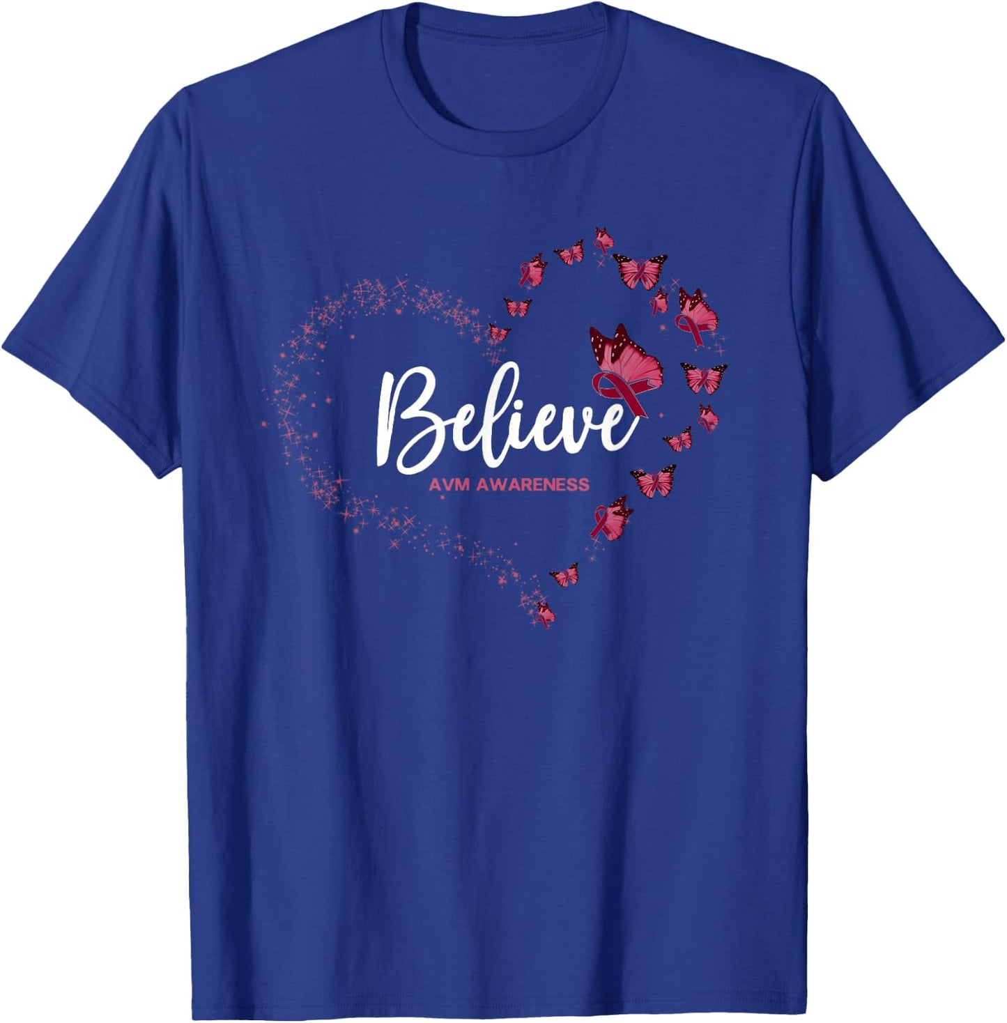 AVM Awareness Butterfly Believe T-Shirt - T-Shirt | Royal