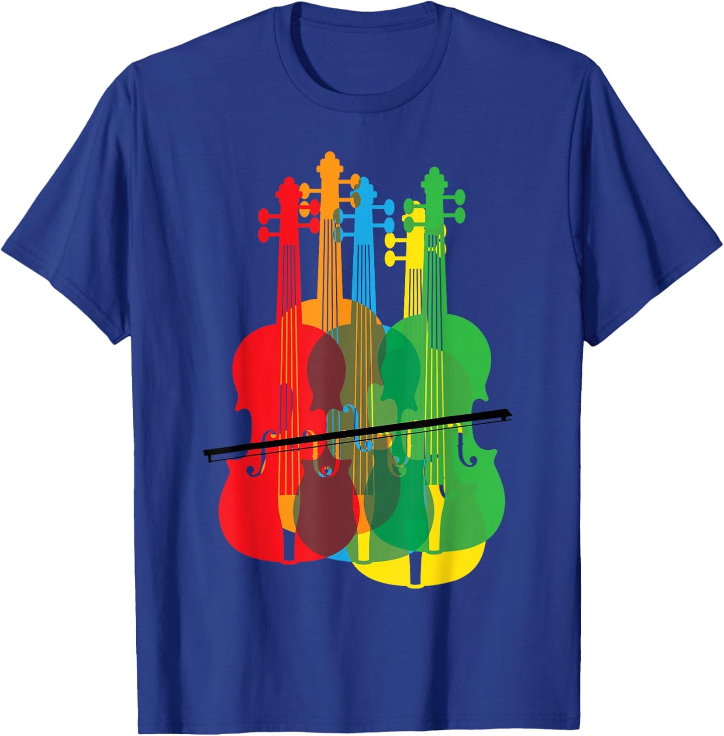 Multicolored Violins Birthday Gift Musicians T-Shirt - T-Shirt | Royal