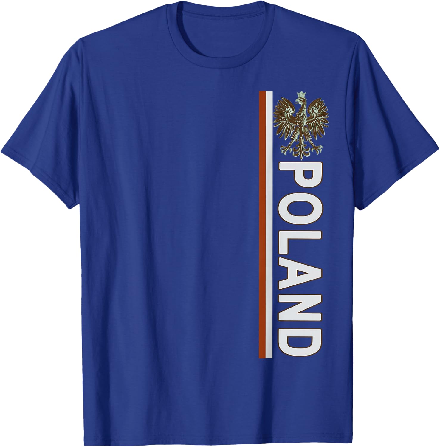 Left-side Distressed-effect Polish Flag & Emblem of Poland T-Shirt - T-Shirt | Royal