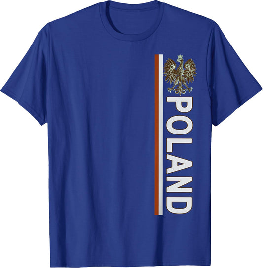 Left-side Distressed-effect Polish Flag & Emblem of Poland T-Shirt - T-Shirt | Royal
