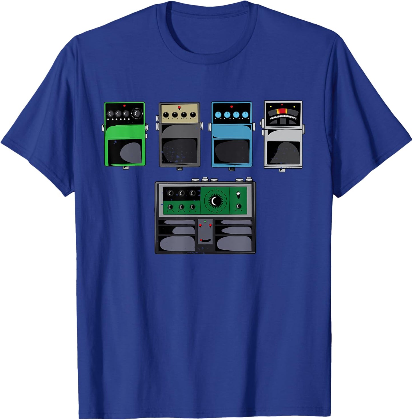 Guitar Pedals T Shirt | Classic Rock Effects Guitarist Gift T-Shirt - T-Shirt | Royal