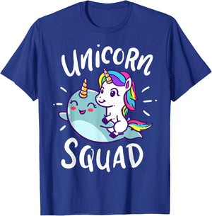 Unicorn Squad Narwhal Funny Cute Birthday Party Present Gift T-Shirt - T-Shirt | Royal