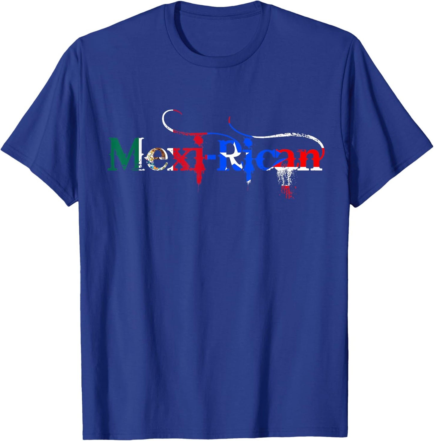 Mexi-Rican: Mexico Puerto Rico Flag Mexican Illustrated T-Shirt - T-Shirt | Royal