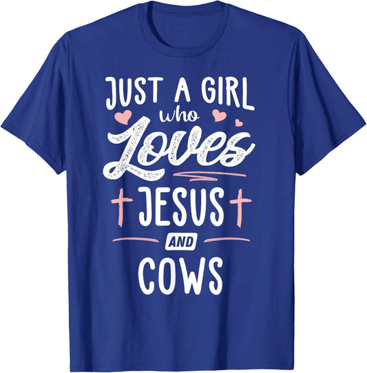 Just A Girl Who Loves Jesus And Cows Gift Women T-Shirt - T-Shirt | Royal