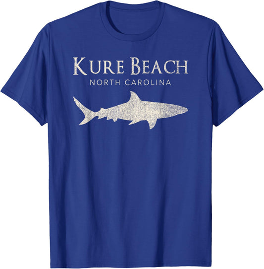 Retro Kure Beach NC Shark T-Shirt - T-Shirt | Royal