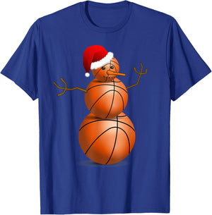 Christmas Basketball Shirt - Basketball Snowman T-Shirt - T-Shirt | Royal
