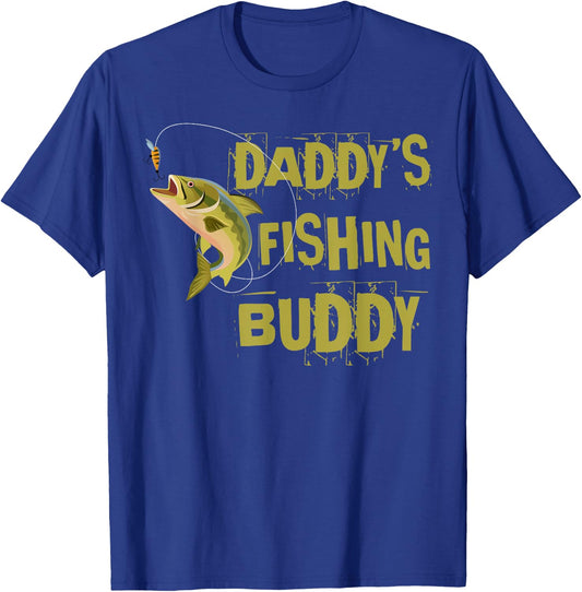 Daddy's Fishing Buddy Shirt Funny Fisherman Boys Girls Kids T-Shirt - T-Shirt | Royal