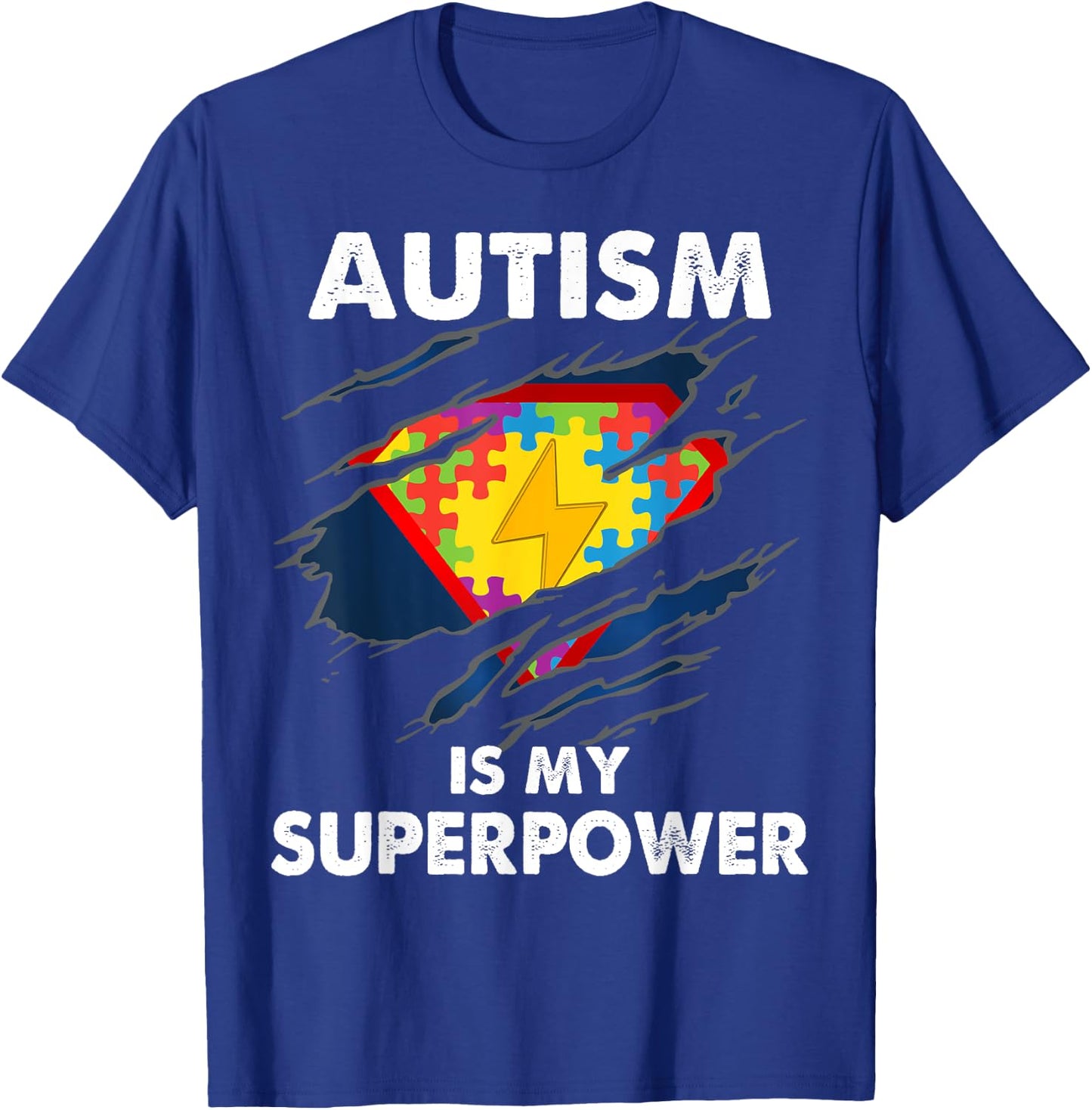 Autism is My Super Power Superhero Autism Awareness T-Shirt - T-Shirt | Royal
