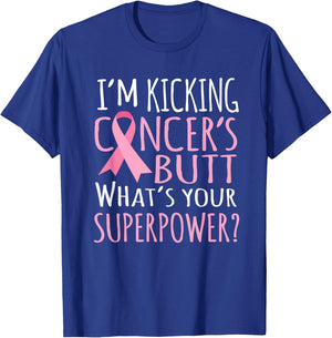 Kicking Cancers Butt t shirt - Breast Cancer Gifts Women T-Shirt - T-Shirt | Royal