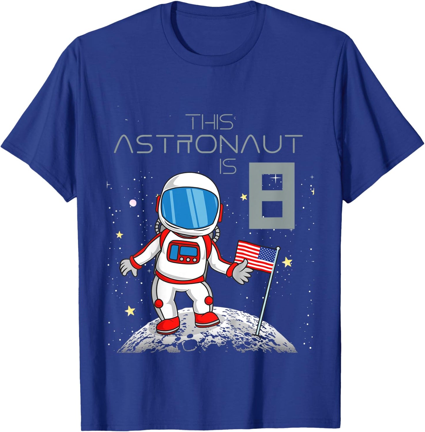 Kids 8th Birthday Astronaut Shirt Boys Gift 8 Year Old Space Geek T-Shirt - T-Shirt | Royal