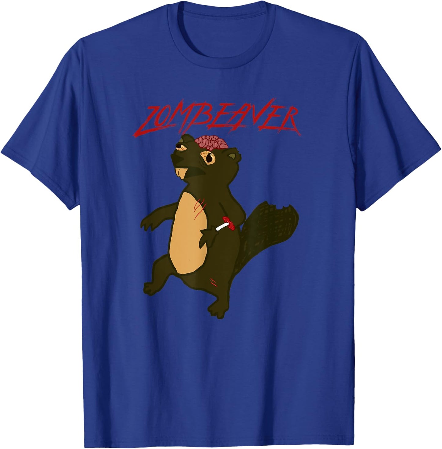 Zombeavers Shirt Funny Zombie Beaver Joke Spooky Zombeaver T-Shirt - T-Shirt | Royal