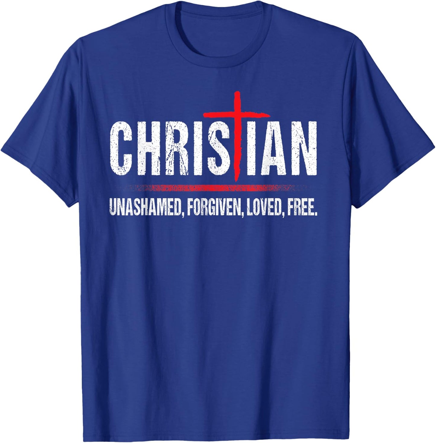 Christian Jesus Unashamed Cross T-Shirt - T-Shirt | Royal