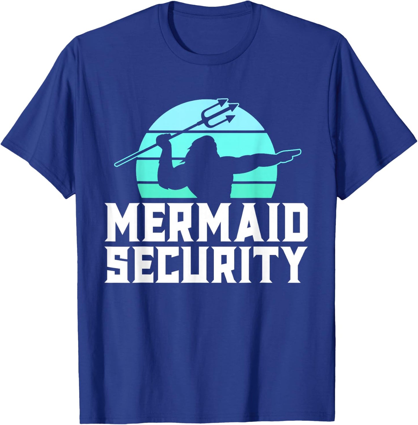 Mermaid Security Shirt Men's Boys Swimmer Dad Merdad Trident T-Shirt - T-Shirt | Royal