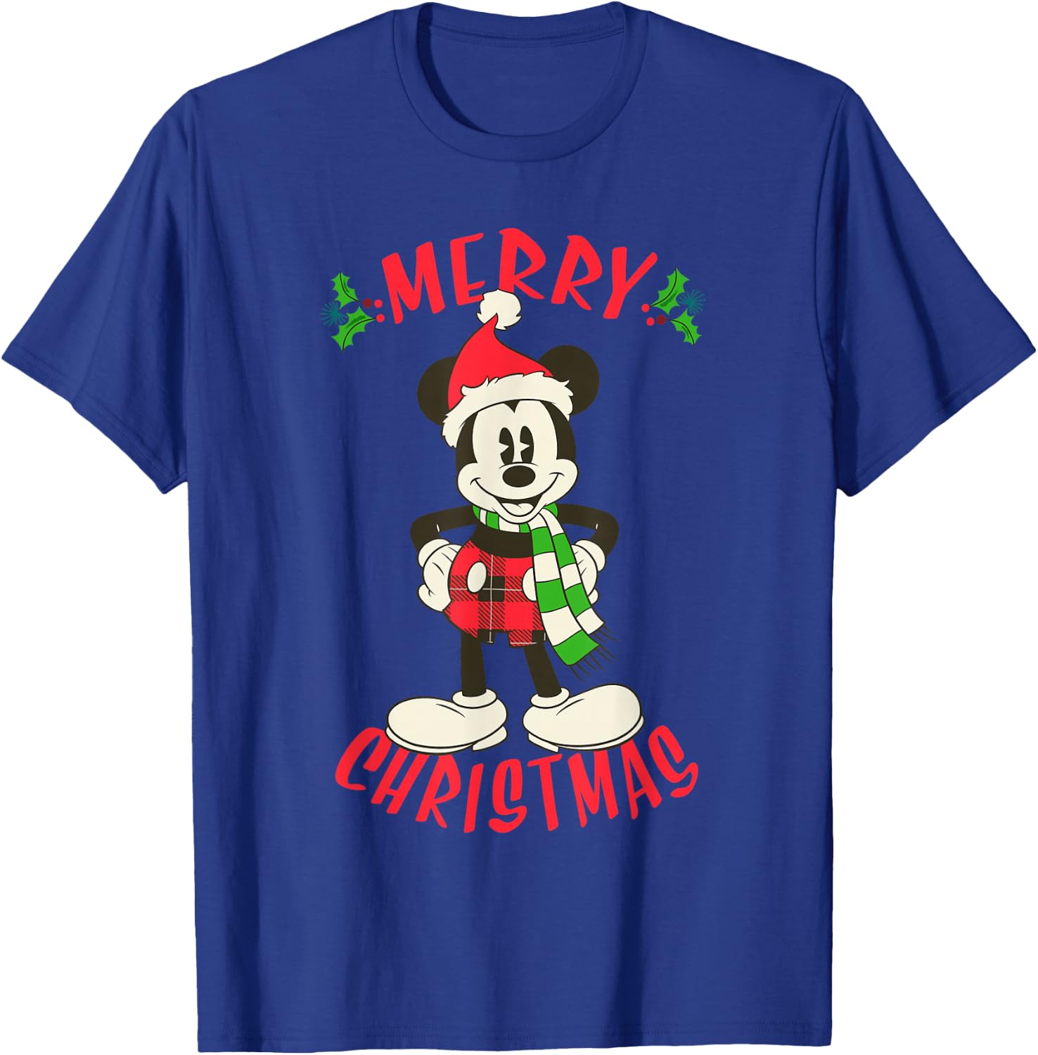 Disney Vintage Mickey Mouse Christmas Holiday T-Shirt - T-Shirt | Royal