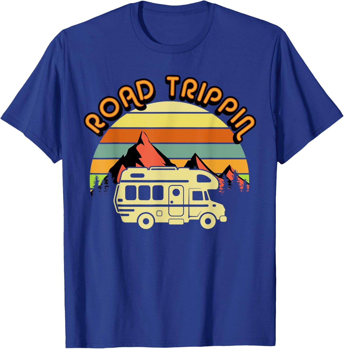 Road Trippin Retro Vintage 70's Road Trip Camping RV Camper T-Shirt - T-Shirt | Royal