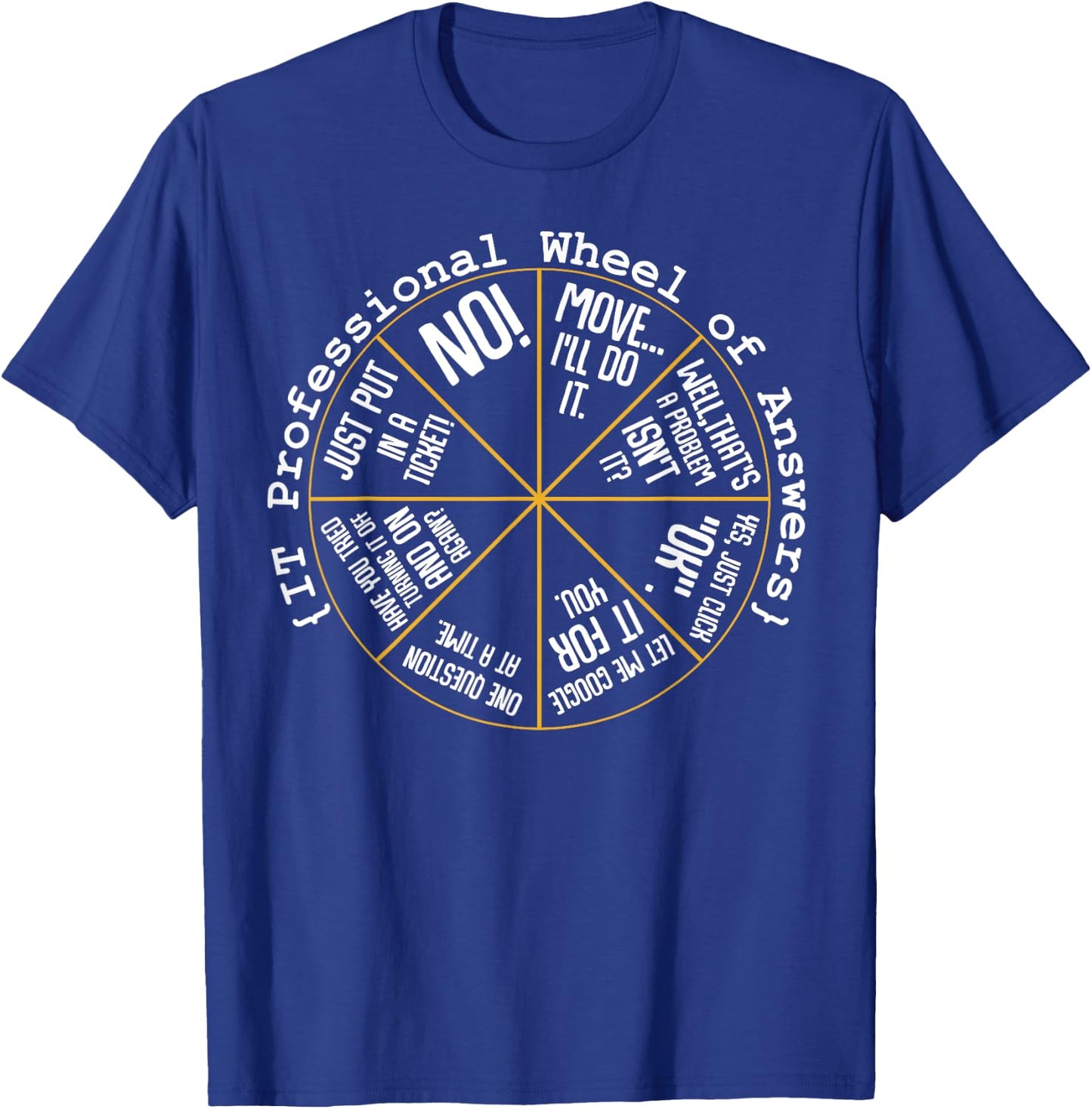 IT Professional Funny Wheel of Answers Tech Employee Job T-Shirt - T-Shirt | Royal