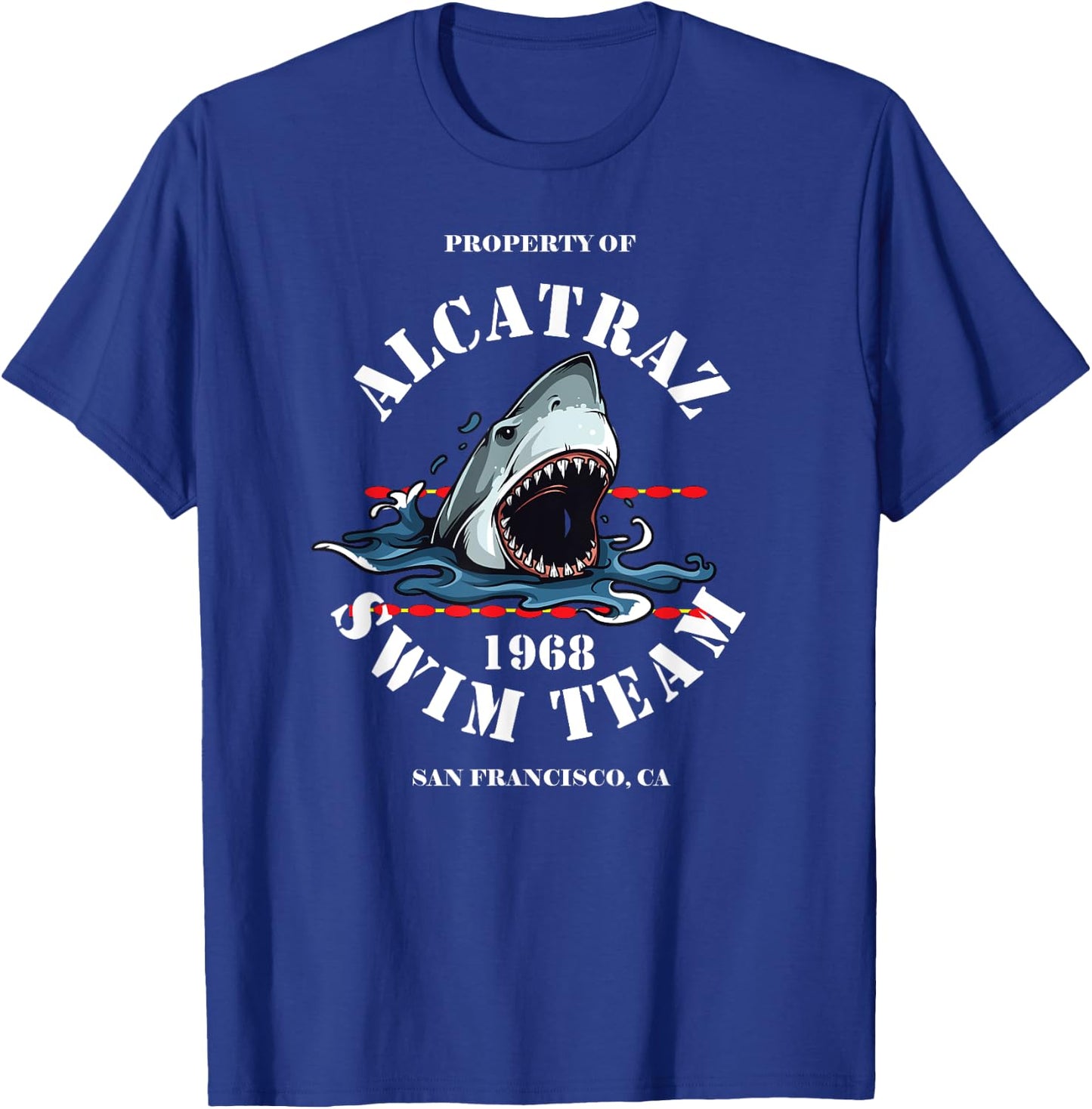 Alcatraz Swim Team Vintage Club Tee1968 Great White T-Shirt - T-Shirt | Royal