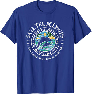 Save The Dolphins Conservation End Captivity T-Shirt - T-Shirt | Royal