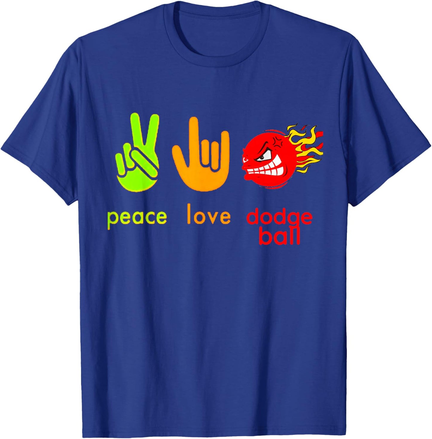 Peace Love Dodgeball Humor Sport Game T-Shirt - T-Shirt | Royal