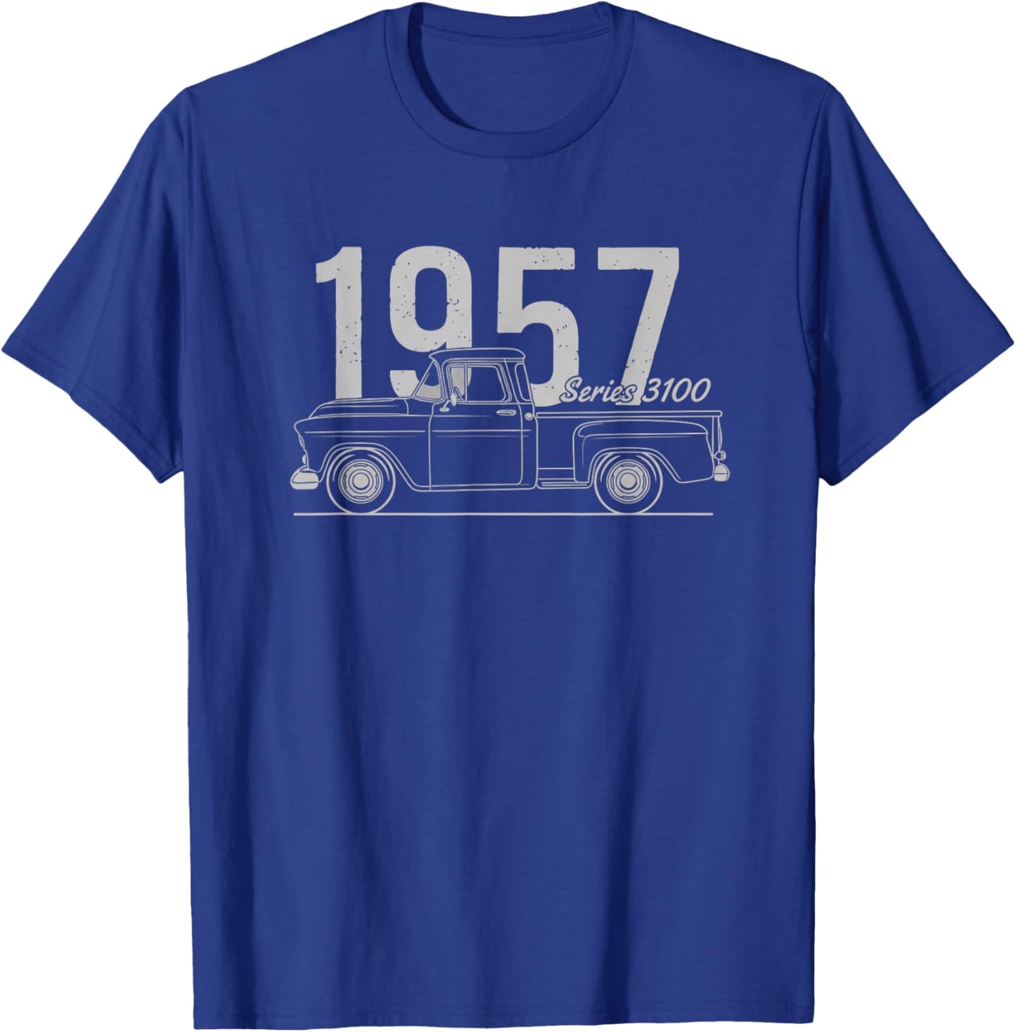 Trucks & Off-Road, 1957 Series 3100 Classic Pickup Outline T-Shirt - T-Shirt | Royal