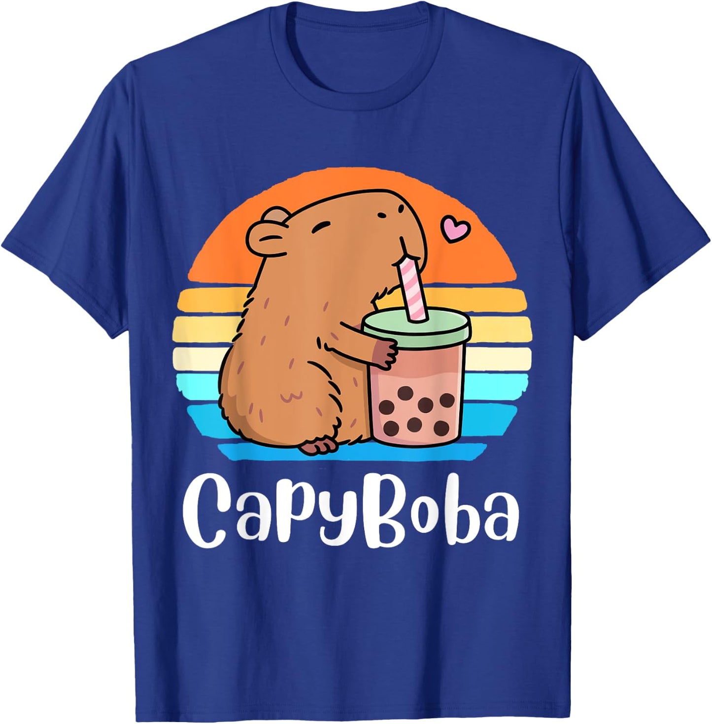Funny Capybara Capyboba Bubble Tea Boba Tea Kids Boys Girls T-Shirt - T-Shirt | Royal