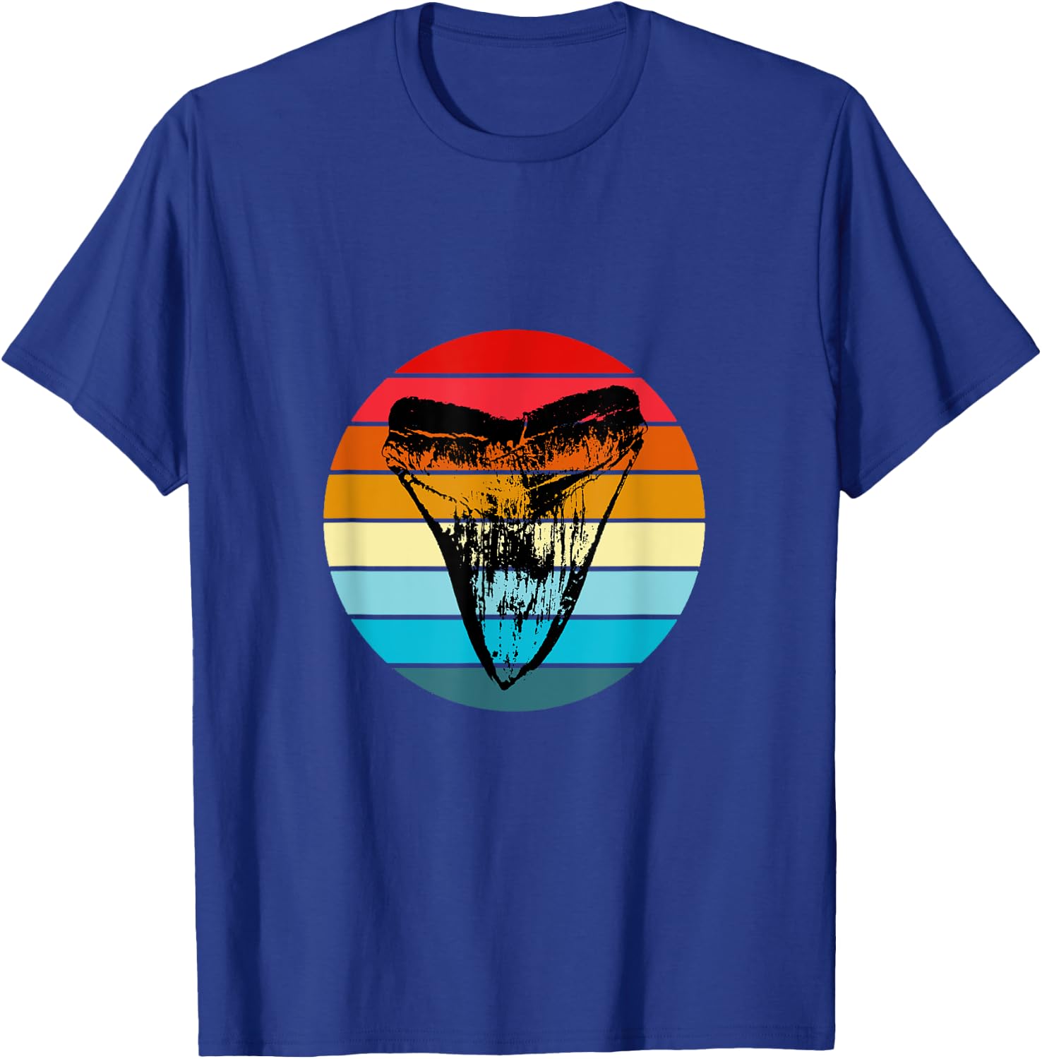 Fossil Megalodon Shark Tooth Retro Sunset Teeth Collector T-Shirt - T-Shirt | Royal
