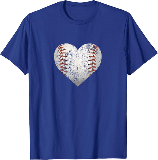I Love Baseball Softball Cute Heart Distressed T Shirt T-Shirt - T-Shirt | Royal