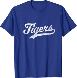 Tigers Mascot T Shirt Vintage Sports Name Design T-Shirt - T-Shirt | Royal
