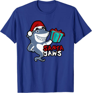 Cute Santa Jaws Family Christmas Pajamas Funny Shark Gifts T-Shirt - T-Shirt | Royal