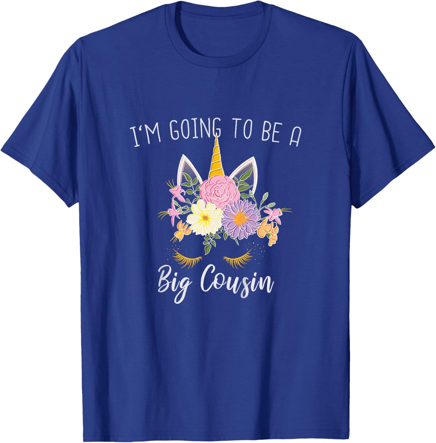 Going to be a Big Cousin Girls Unicorn T-Shirt - T-Shirt | Royal