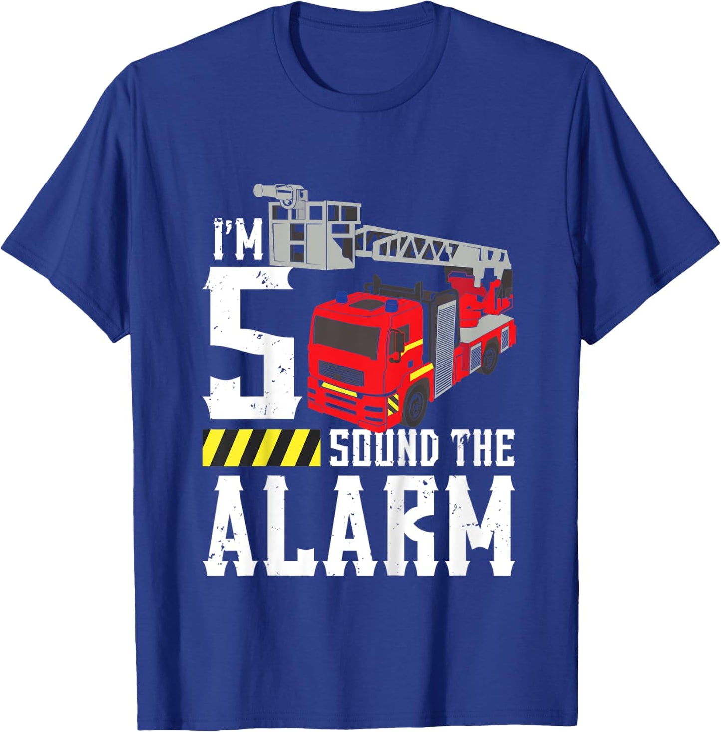 Kids 5th Birthday Fire Truck Sound Alarm I'm Five Years Old T-Shirt - T-Shirt | Royal