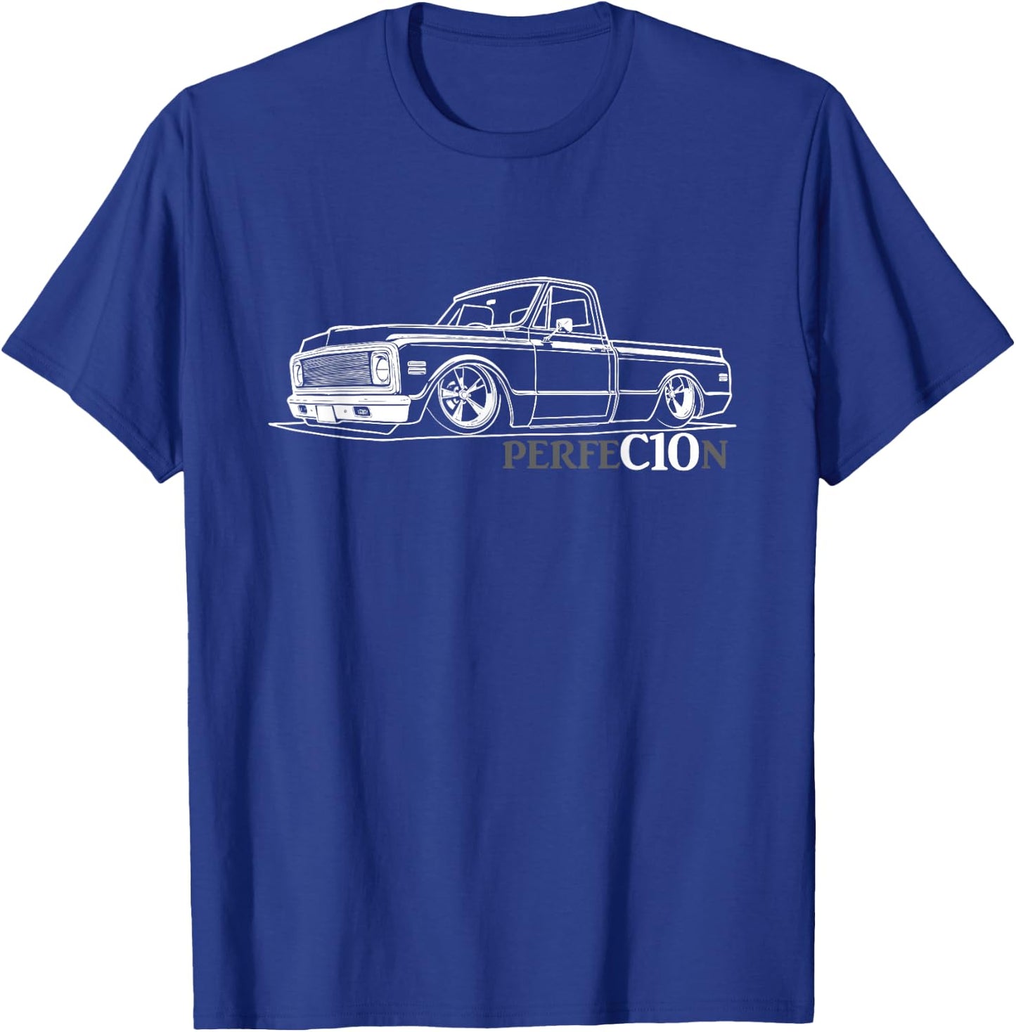 1970-1972 C10 Custom Truck Perfection C10 Truck Silhouette T-Shirt - T-Shirt | Royal