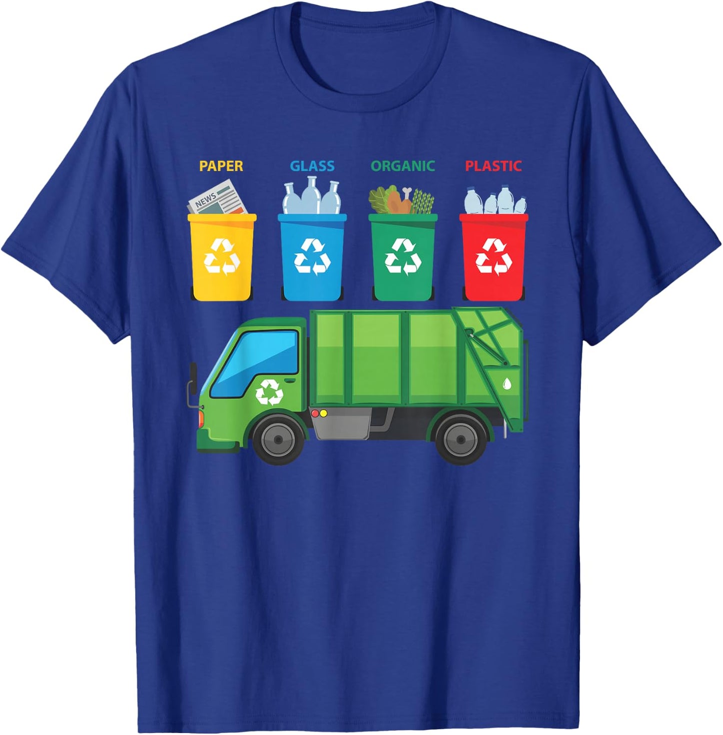 Recycling Trash Truck Funny Kids Garbage Bin Truck T-Shirt - T-Shirt | Royal