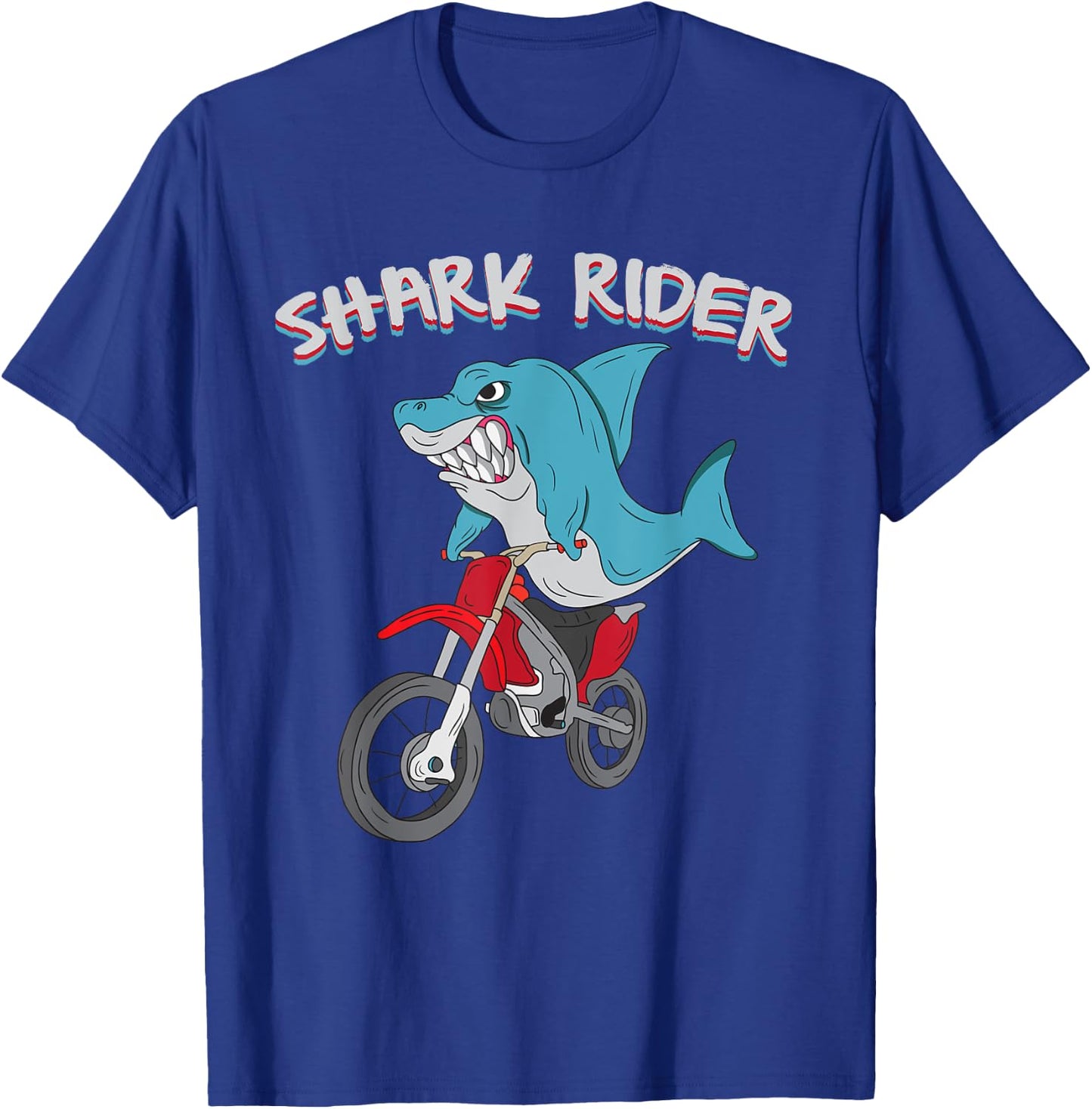 Shark Rider Funny Motorbike Motorcycle sharky T-Shirt - T-Shirt | Royal