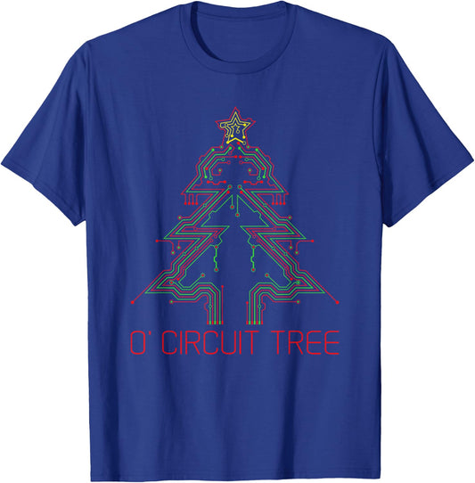 Electrical Engineer O' Circuit Tree Christmas Holiday Nerdy T-Shirt - T-Shirt | Royal
