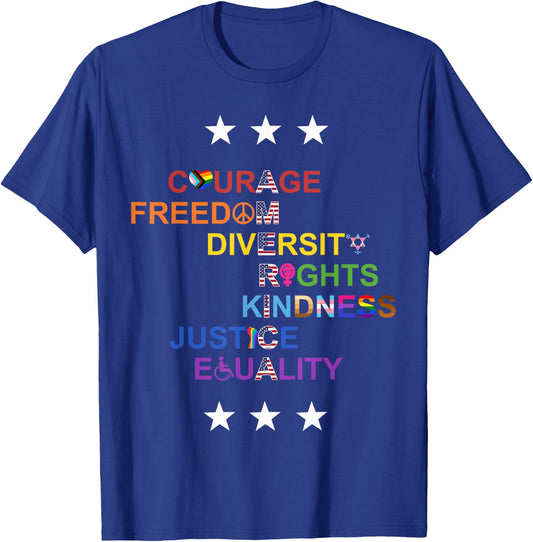 America Courage Freedom Diversity T-Shirt - T-Shirt | Royal