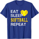 Funny Softball Eat Sleep Softball Repeat for Girls Softball T-Shirt - T-Shirt | Royal