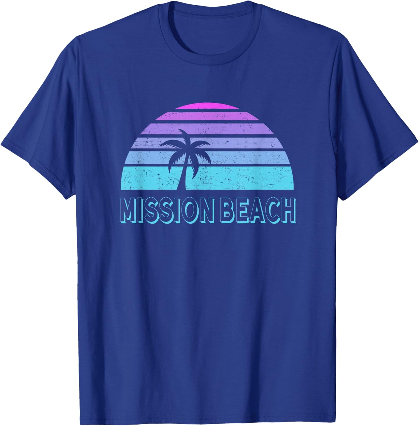 Mission Beach San Diego Vintage Retro 70s Throwback Men Women Kids T-Shirt - T-Shirt | Royal
