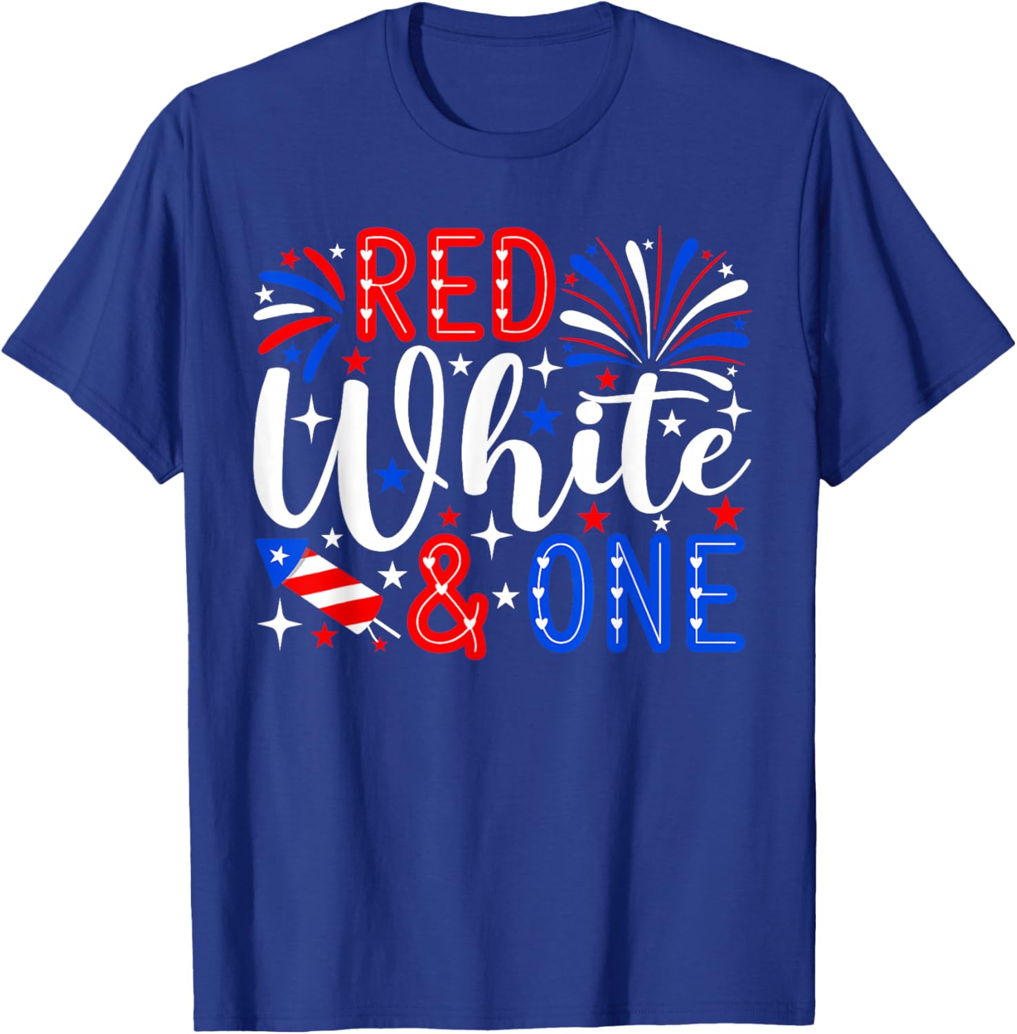 Red White and One 1st Birthday 4th of July Patriotic T-Shirt - T-Shirt | Royal