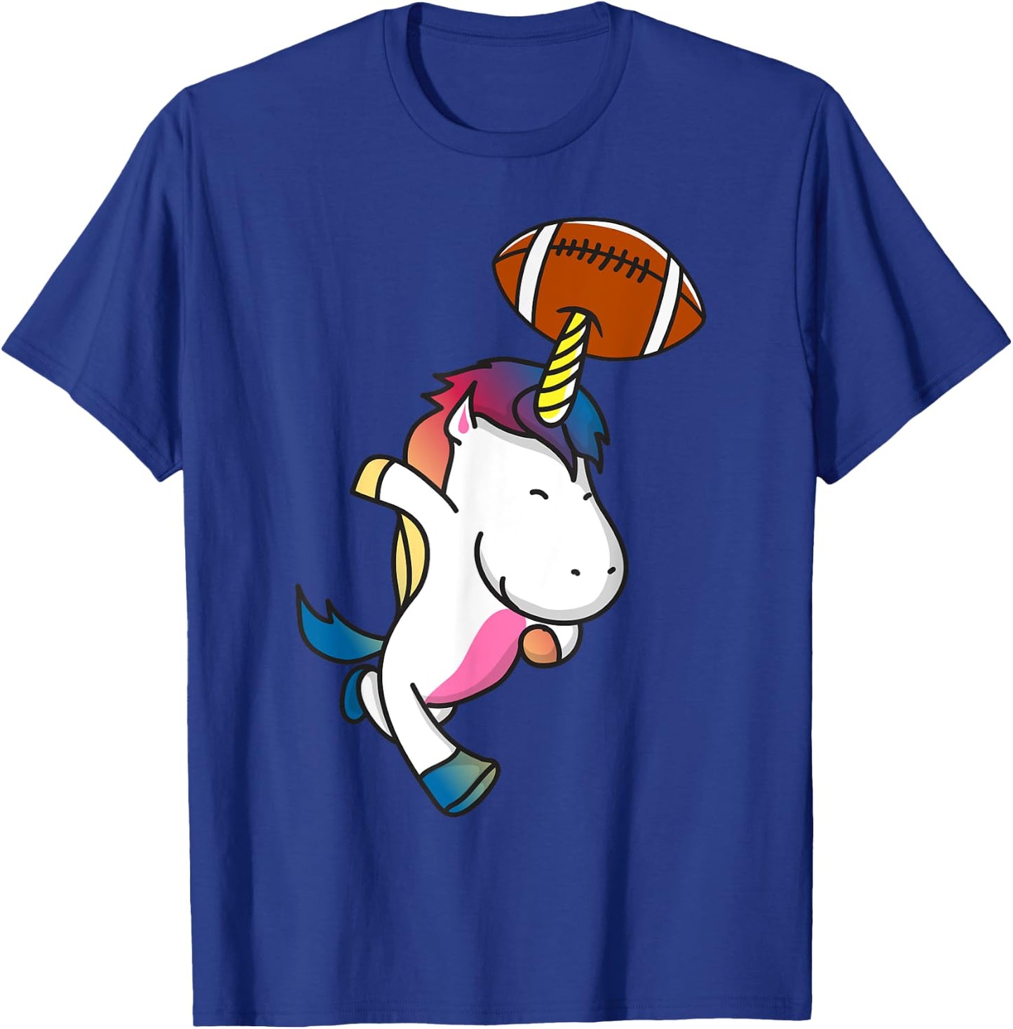 Unicorn Playing Football Sports Funny Unicorn Football T-Shirt - T-Shirt | Royal