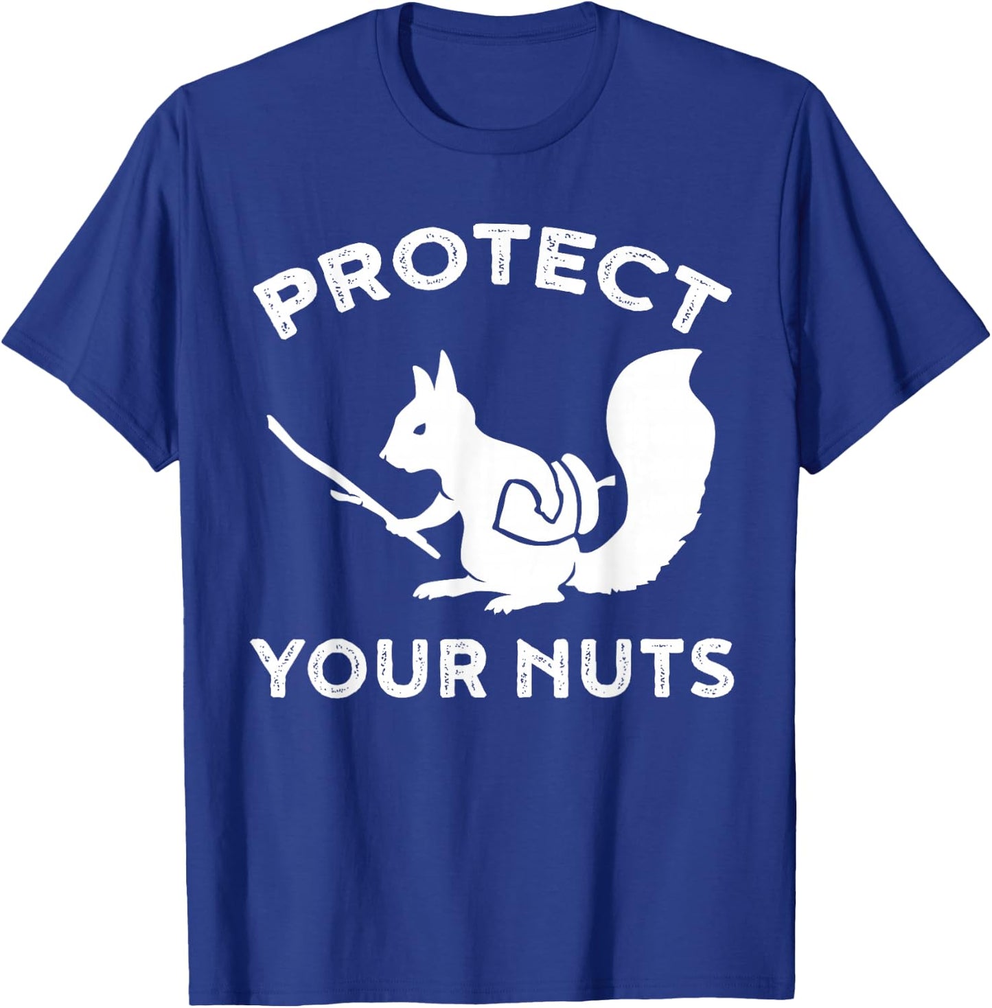 Eichhrnchen Kleidung Protect Your Nuts -Adults Cotton Black Squirrel Print Small T-Shirt - T-Shirt | Royal